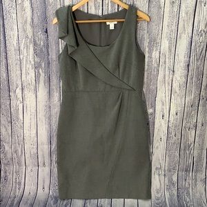 LOFT Grey Sleeveless Ruffle Top Sheath Dress, 6